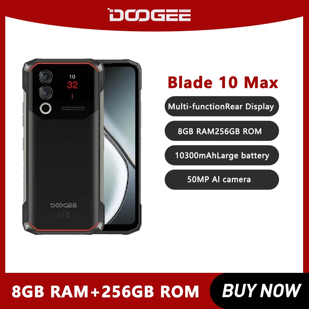 Прочный смартфон DOOGEE Blade 10 Max 4G Android 14 с расширенным сроком службы T606 6 56 дюйма 8 ГБ +
