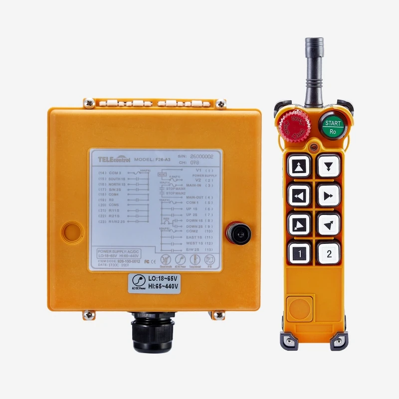 

Telecontrol F26-A3 8 dual speed programmable relay output wireless rf crane remote control for overhead cranelong range control