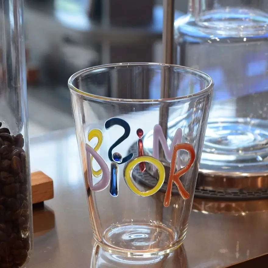 Цветная стеклянная чашка с буквами 3D для кофе молока сока питьевой воды
