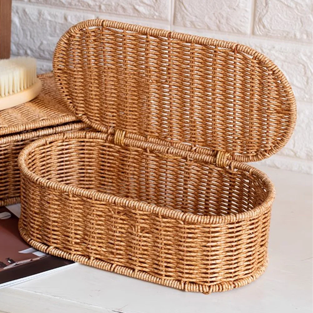 

Cutlery Rack Rattan Storage Box Pallet Woven Container Iron Desktop Makeup Organizer