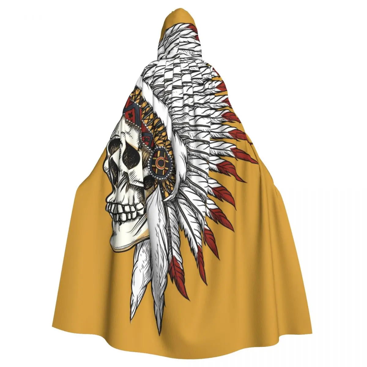 

Длинная накидка, плащ с индийским черепом, перьями, племенными костяшками, ковбойская накидка с капюшоном, пальто, осенние толстовки