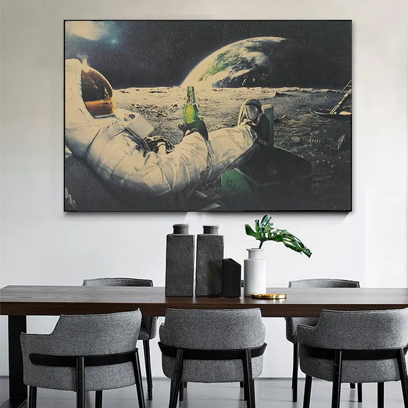 

Vintage Astronaut And Coke Apollo Moon Landing Posters And Prints Funny Canvas Painting Living Room Home Decor Wall Art Pictures