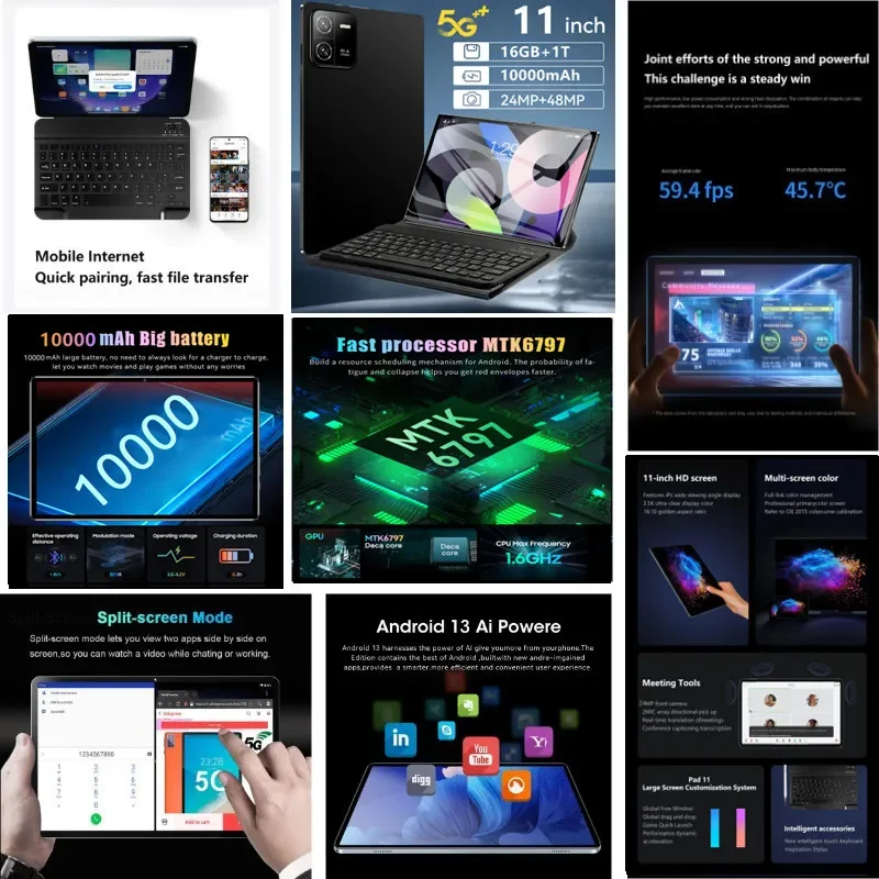 Глобальная прошивка планшета Pad 6 PRO планшет с Android 13 16 ГБ 1T 11 pulgadas 2024 мАч 5G SIM Dual