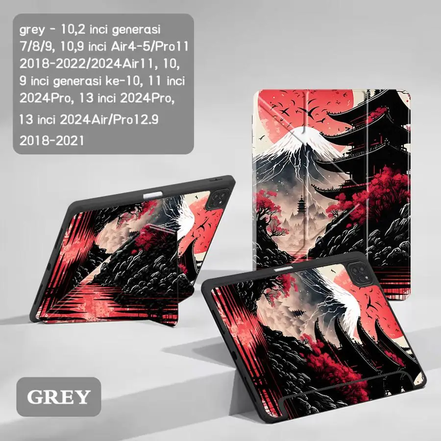 Фото Чехол-подставка для планшетов iPad Pro 2025, Pro 11-го, 10-го, 9-го, 8-го, 7-го поколений, 12.9 дюймов, Mini 6, 7, Air 4, 5, M3, M2, M4, 11 дюймов, дизайн «Закат Фуджи» №4