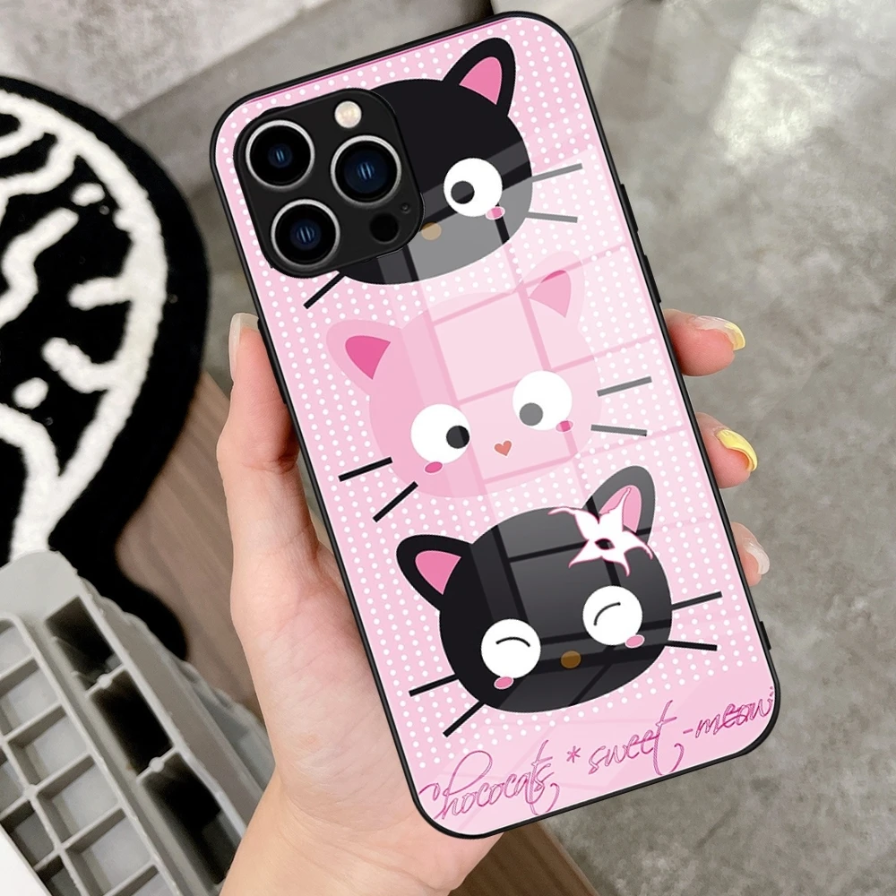 Чехол для телефона с милым мультяшным котом ChococatS стекло iPhone 16 Promax 15 Pro 14 Plus 13 12 mini