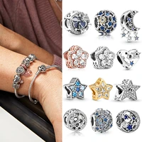 100 925 sterling silver bead fashionable and bright star beads fit pandora women bracelet necklace diy jewelry