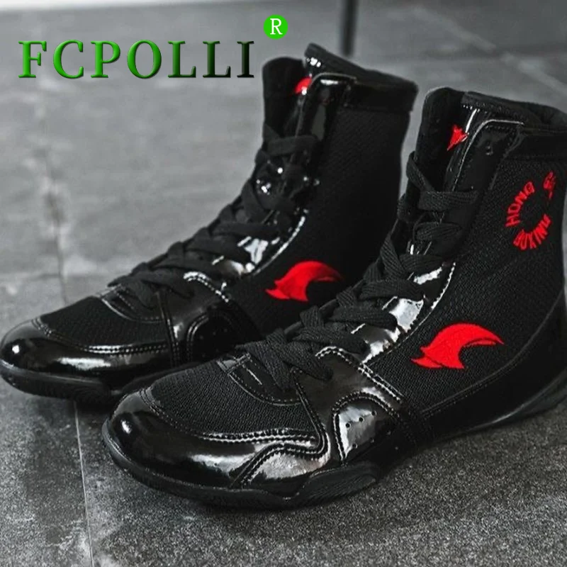 

Fcpolli Wrestling Shoes Men Strength Support Deadlift Shoes Wearable Core Cross-Training Shoes Designer Boxing Sport Shoes Man