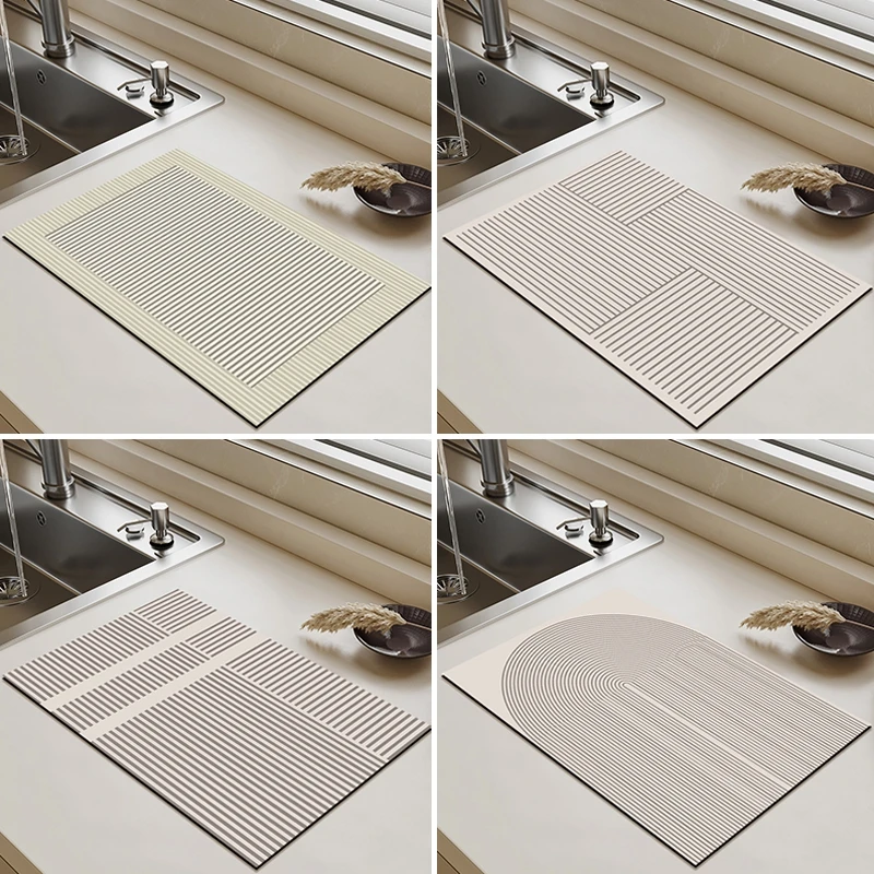 Кухонный коврик для слива диатомита посуды впитывающий кофейный Нескользящие