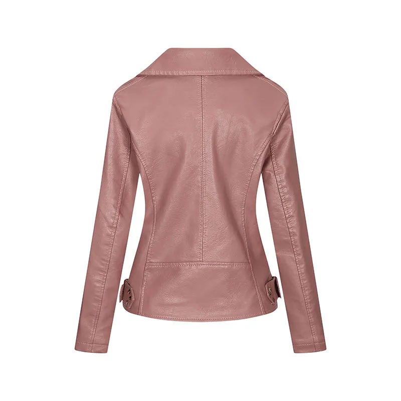 Autumn Winter Women's Leather Clothes Burgundy Red Leather Coat (women) Pu Lapel Short Slim Jacket (women)  Vintage  Zipper