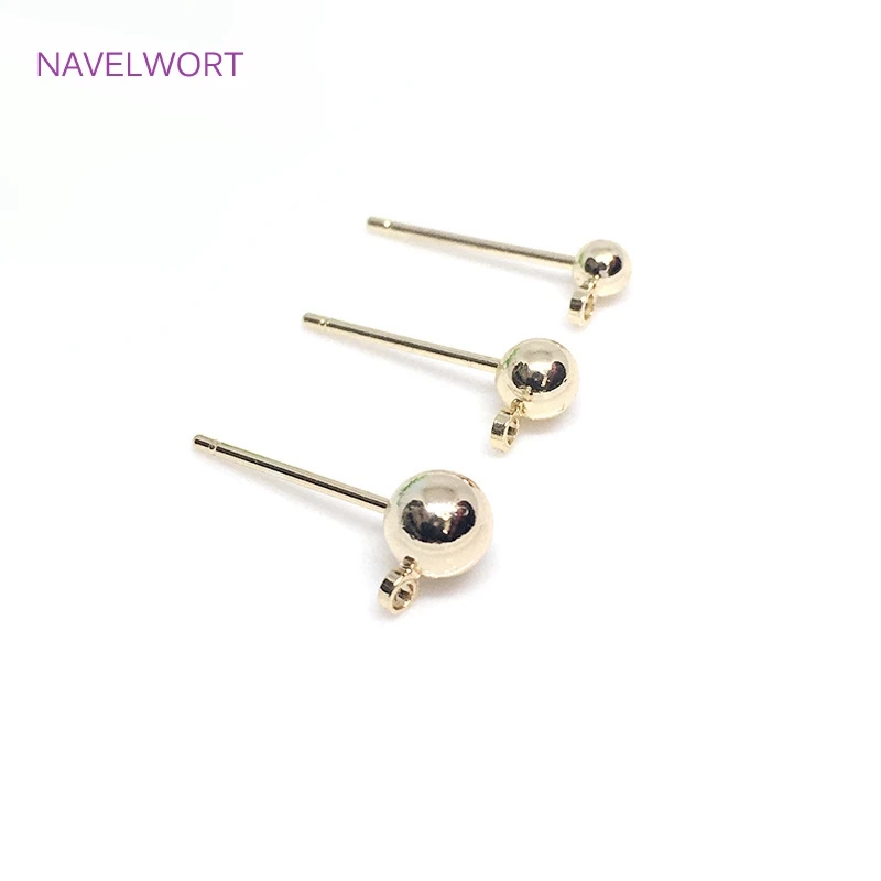 

High Quality Stainless Steel Needle Stud Earring Base 14K Gold Plated Post Earring Fittings For DIY Jewelry Making Findings