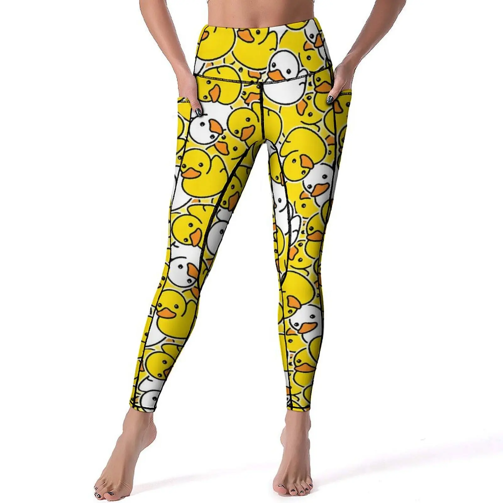 Резиновые утки штаны для йоги с карманами леггинсы милыми животными сексуальные
