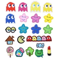 100pcslot small anime embroidery patch bee tree house bird frog eye star clothing decoration lip stick iron applique