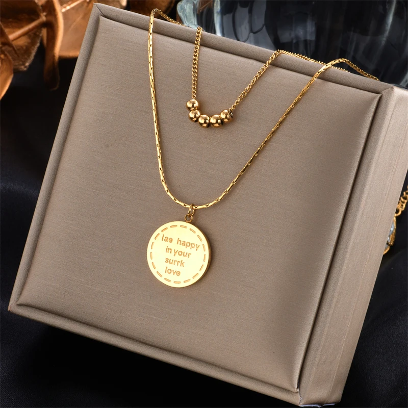 

XIYANIKE 316L Stainless Steel New Coin Beads Necklace For Women 2021 Trend Party Gift Fashion Jewelry Wholesale collier femme