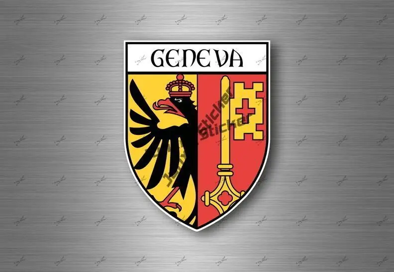 Швейцарский значок Женева наклейка герб Швейцарии Женевский щит дорожный