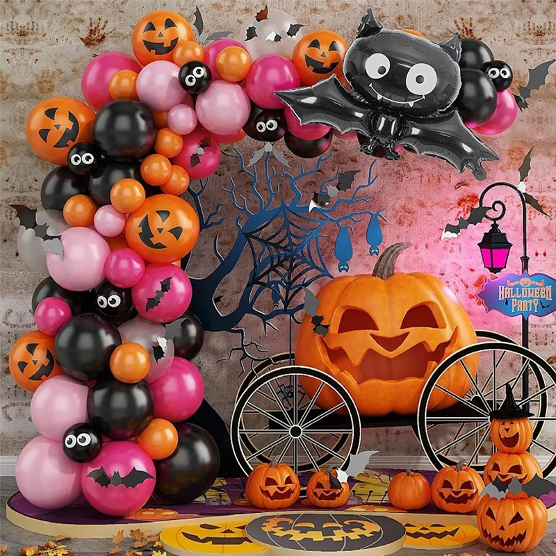 

Halloween Balloon Arch Kit Black Cat Bat Pumpkin Mummy Balloon Latex Balloon Set Party Supplies Halloween Home Decoration