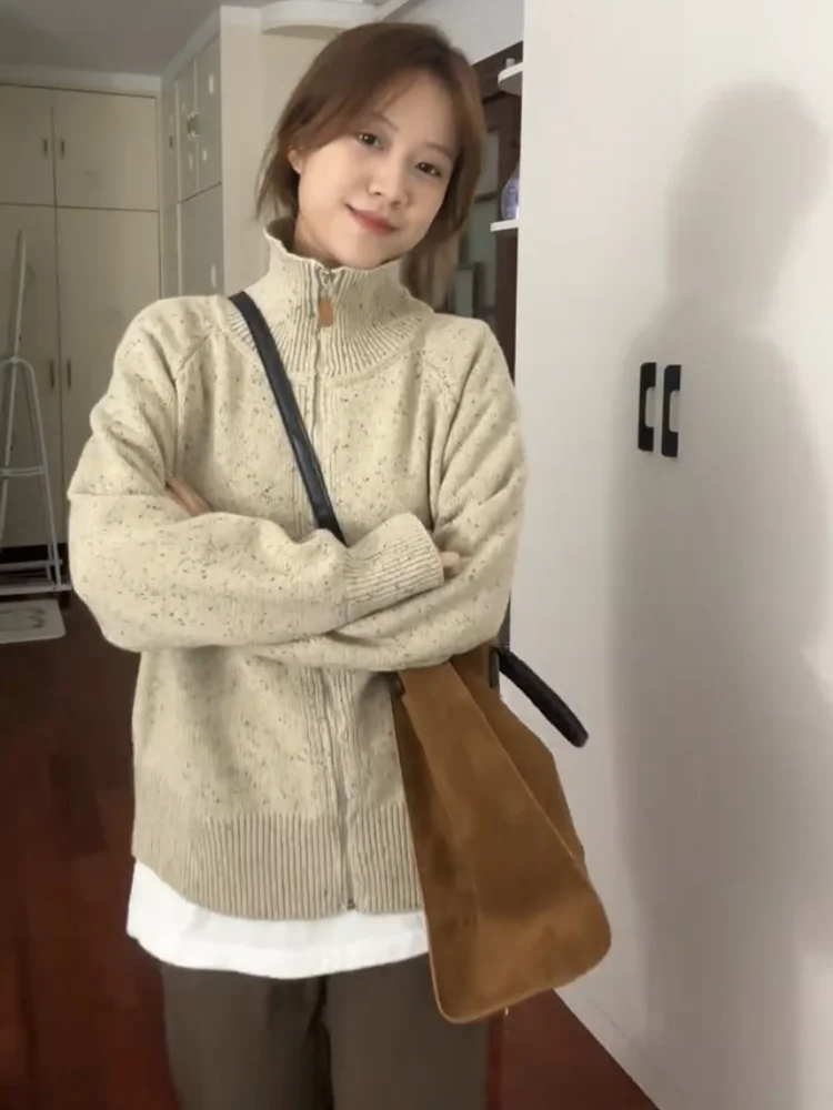 Французский sle Ретро Разное Короткий вязаный кардиган Женский осенне-зимний