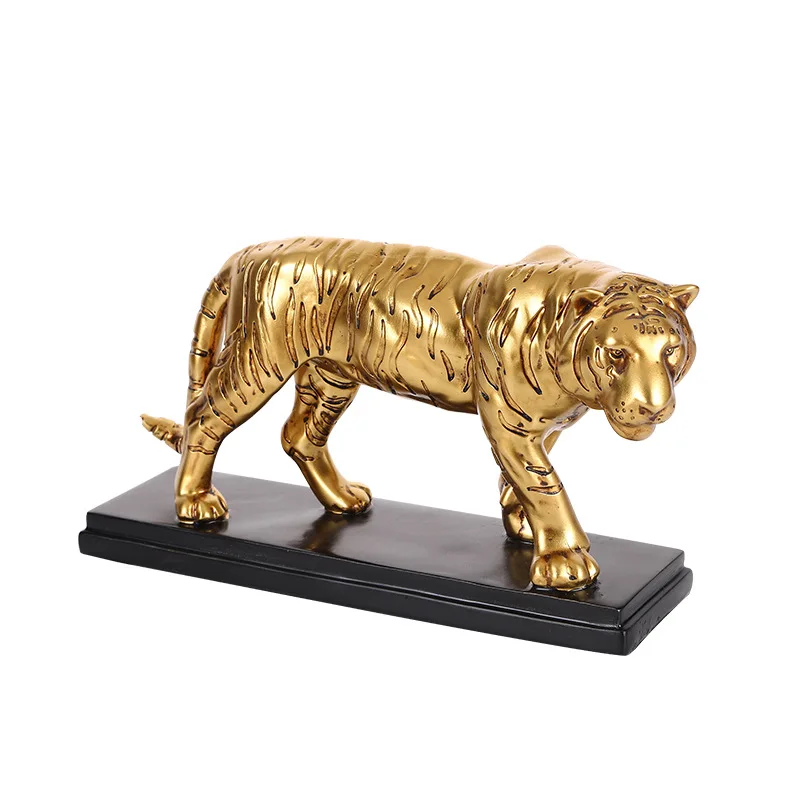 

Creative Golden Tiger Sculpture Crafts Desktop Decoration Art Animal Golden Tiger Decoration Gift for Friends Home Decoration