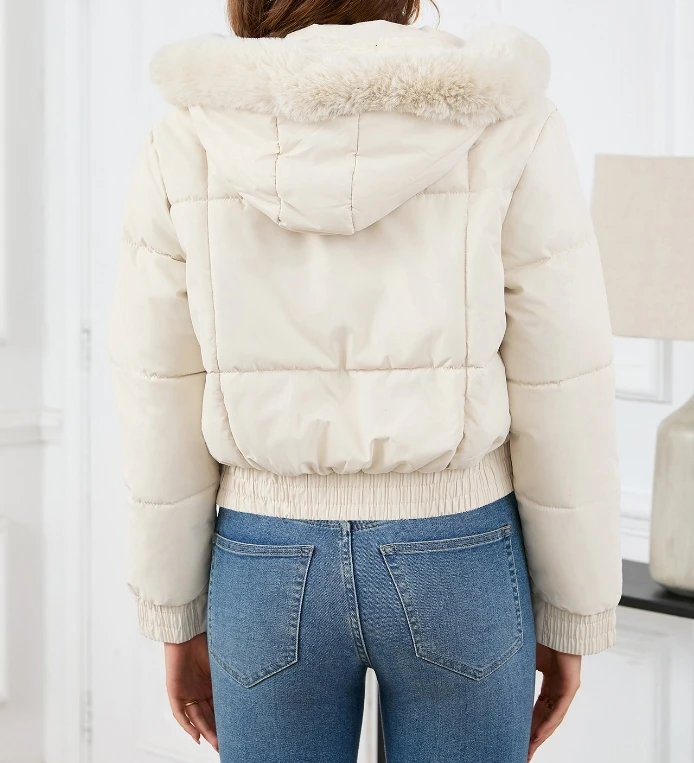 Элегантная короткая приталенная хлопковая куртка с высокой талией и