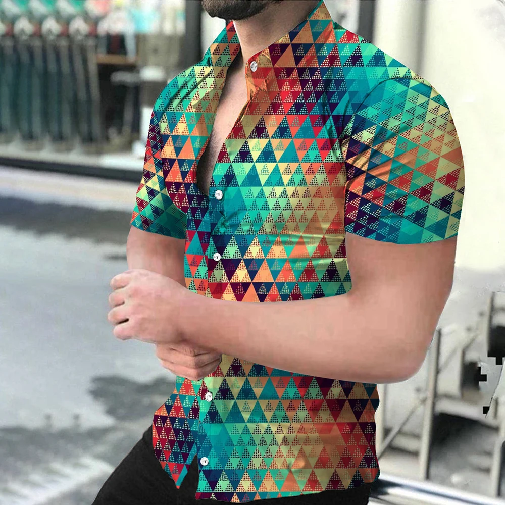 Men Shirts Fashion Short Sleeve Top Hawaiian Shirt Beach Wear Summer Print Button Top for Men Casual Clothes 2023 Hot