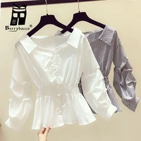 sexy blouses casual shirts lady tops women 2022 long puff sleeve shirt wild white button up shirt luxury womens blouses new