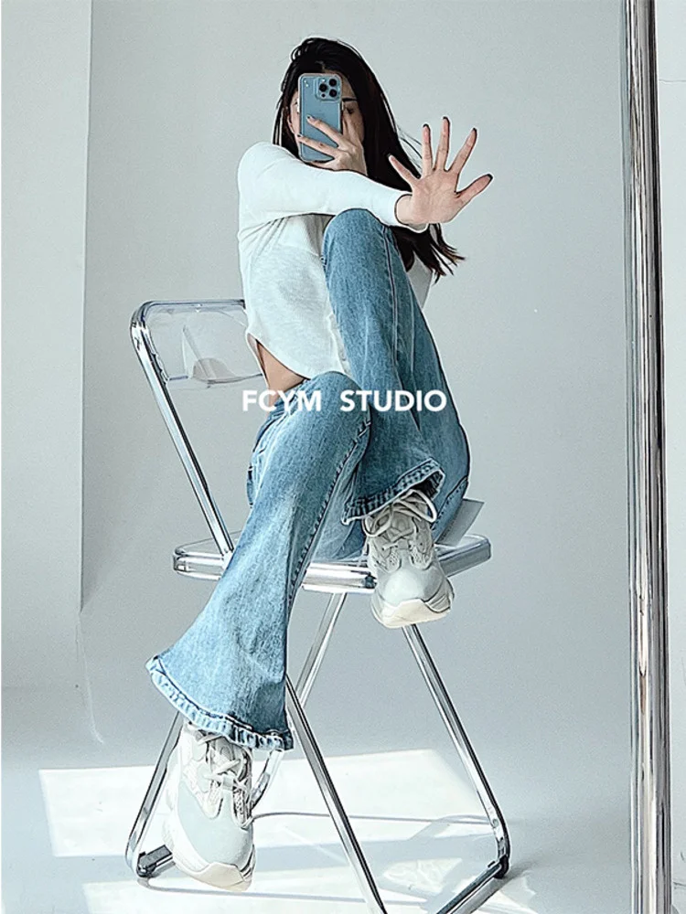 

New WOMANGAGA Summer Retro High Waist Slim Denim Flared Pants Solid Color Sexy High Street Casual Thin Women's Clothing 2JXD