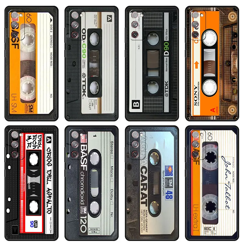 

Чехол Coque для Samsung Galaxy S8 S22 Ultra S10 S20 FE 5G S21 Plus S7 S10e S9 S20Ultra, кассеты в стиле ретро, черные, мягкие, модные