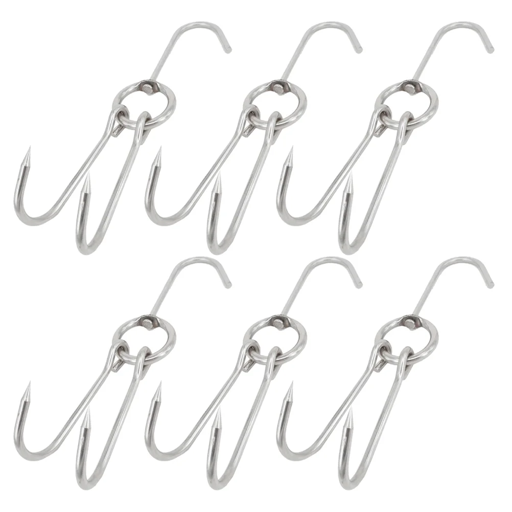 

6 Pcs Double Hooks Drying Meat Outdoor Griddle Grill Barbecue Tool Pork Sausage