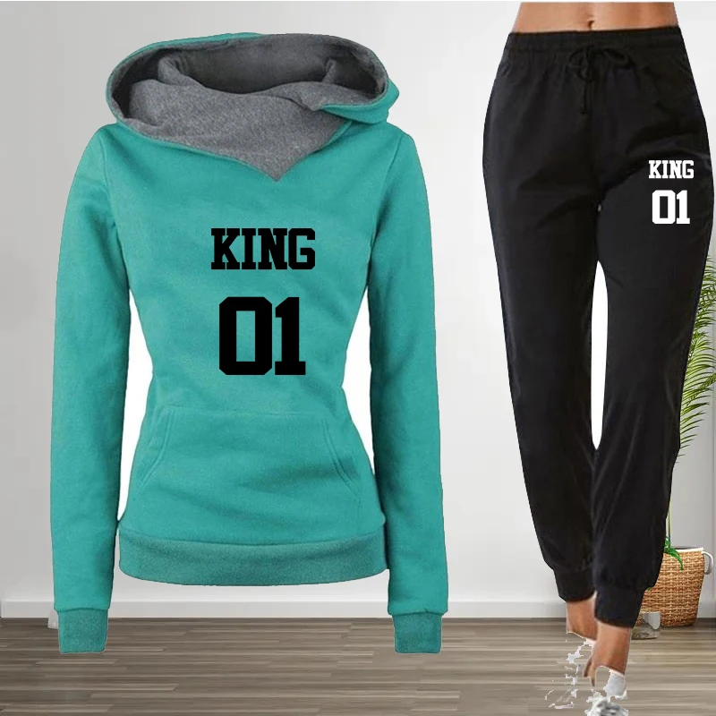 

Women Basic Hoodie Tracksuit Drawstring Pant Suits Outerwear Elastic Pencil Pant Two Piece Sets Autumn Winter Casual Women Set
