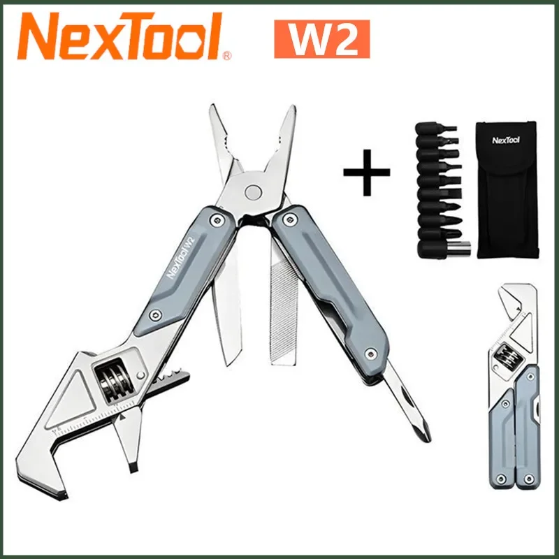 Фото NexTool светильник Wrench W2 8 в 1 Многофункциональный инструмент плоскогубцы многофункциональный гаечный ключ Отвертка для кемпинга Повседневный ручной инструмент №1
