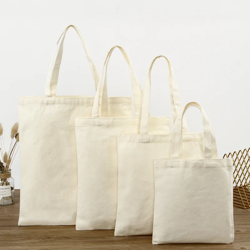 

Reusable Blank Canvas Shopping Bags Tote Shoulder Bag Foldable Travel Bags Eco-friendly Grocery Shopper Handbags