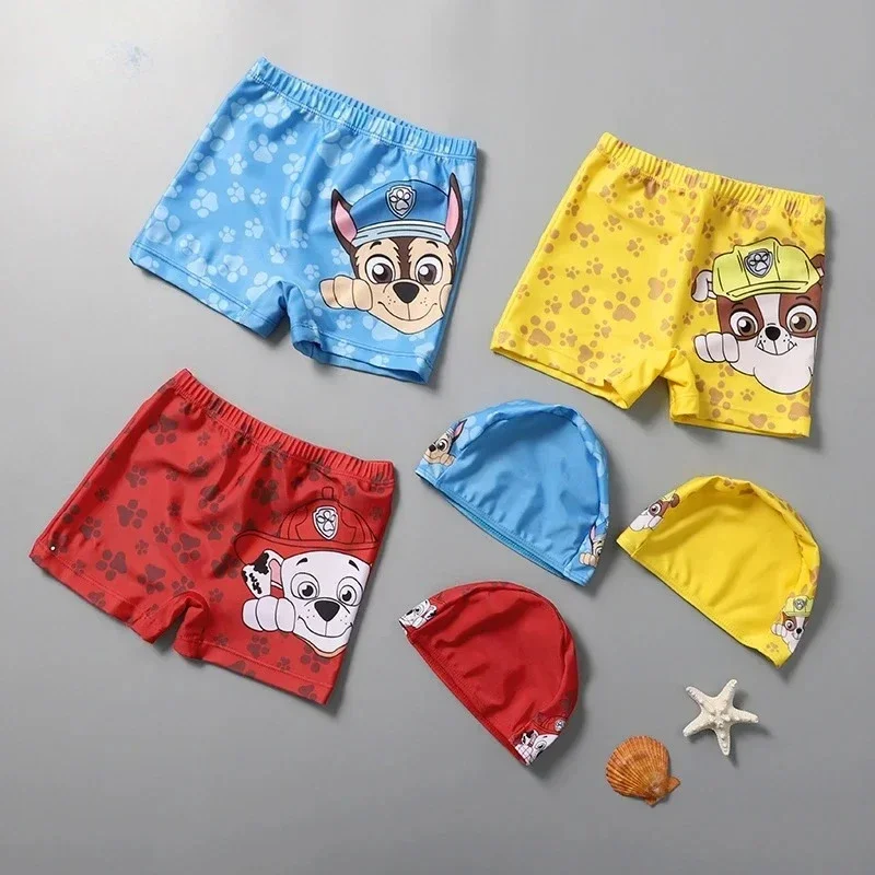 Фото Детский купальный костюм Paw Patrol с принтом, трусы, шапочка, игрушки Чейз, Рокки, Маршалл, нижнее белье, игрушки, купальный костюм №1
