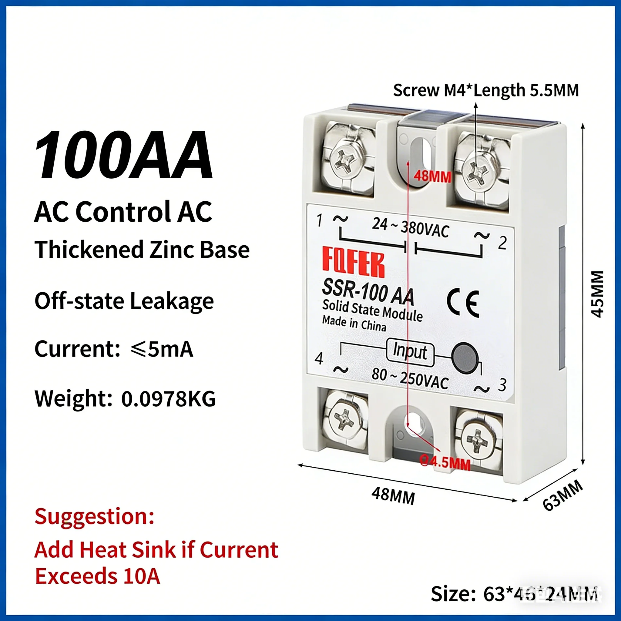

Однофазное твердотельное реле SSR-25AA 40AA 60AA