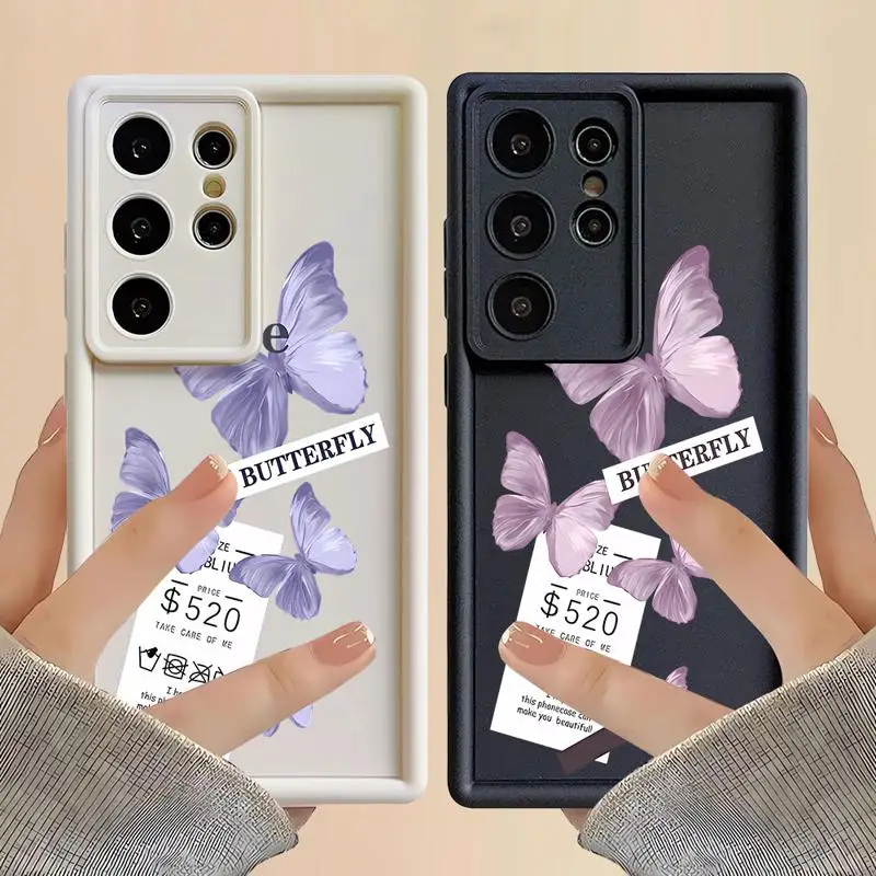 Красный синий чехол с бабочкой для Samsung Galaxy S22 S23 S20 S21 FE S24 Plus Capa Note 20 ультра Phone Fundas