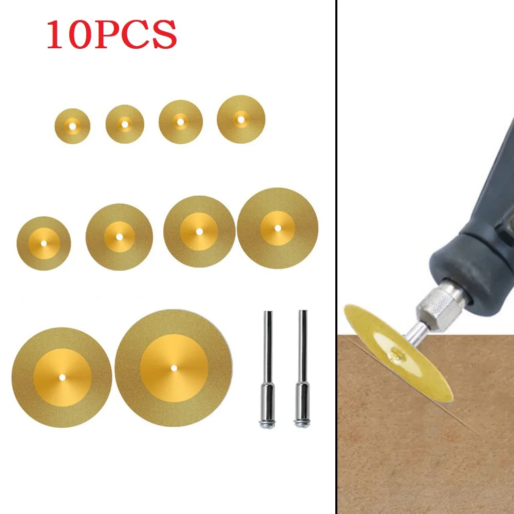 10 Pcs Mini Diamond Cutting Disc Saw Blade Connecting Rod Set For 16-60mm 3mm Shank For Gemstone Glass Ceramic Cutting Tools