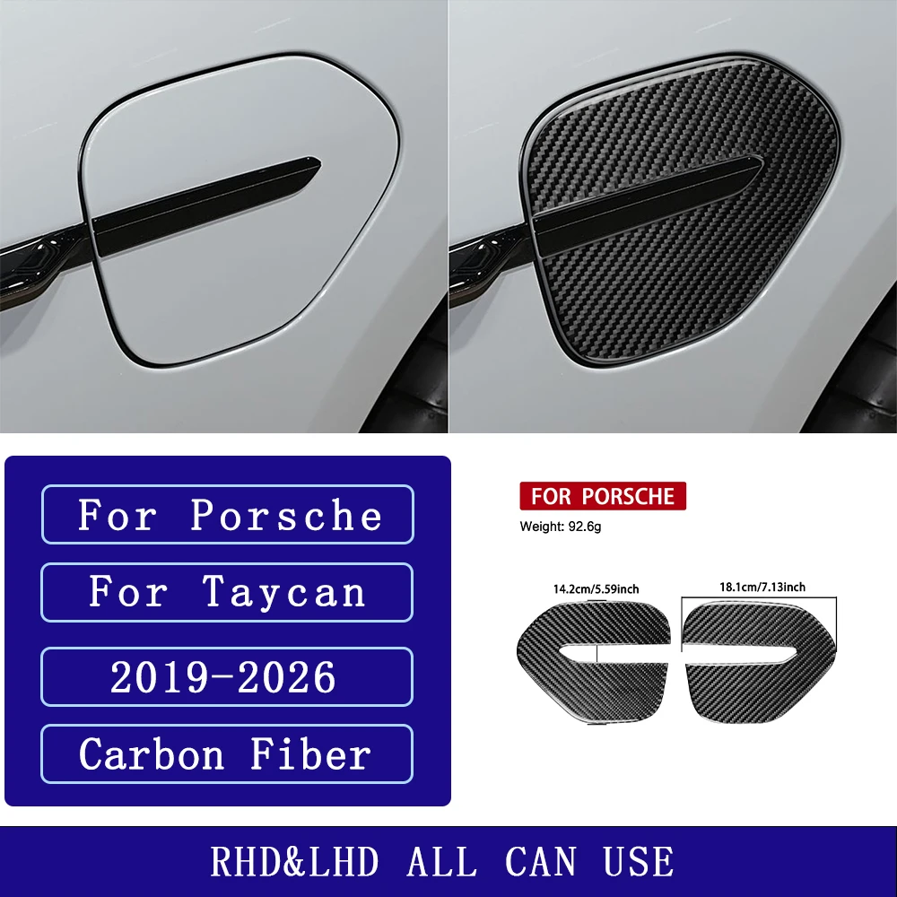 Фото Для Porsche Taycan 2019-2026: накладка на панель зарядного порта из углеродного волокна, аксессуары для автомобиля, декоративные наклейки для экстерьера. №4