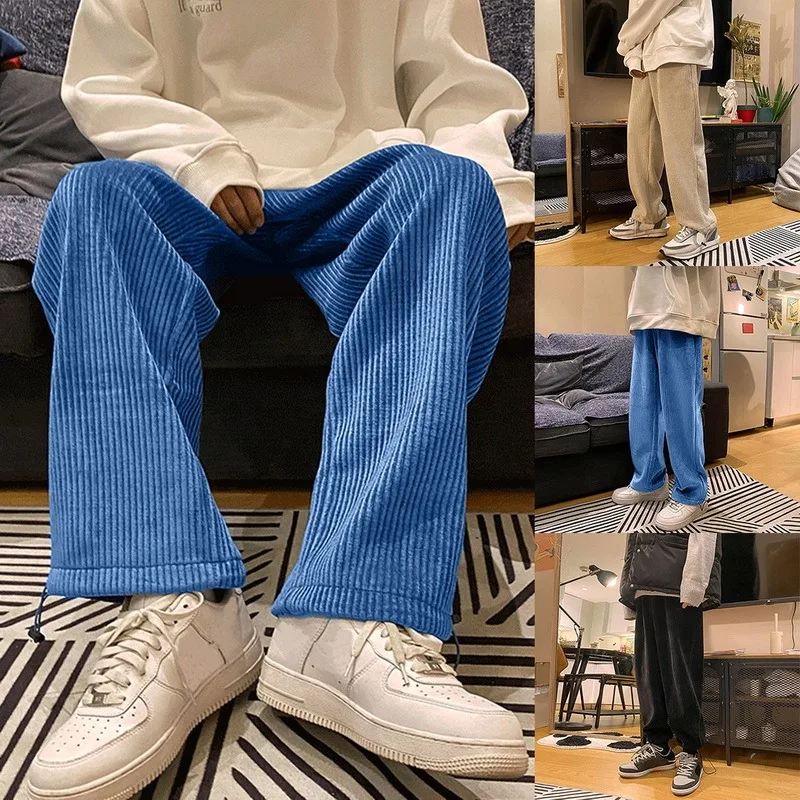 

Мужские свободные вельветовые брюки в Корейском стиле, модные повседневные прямые джинсовые брюки в классическом стиле