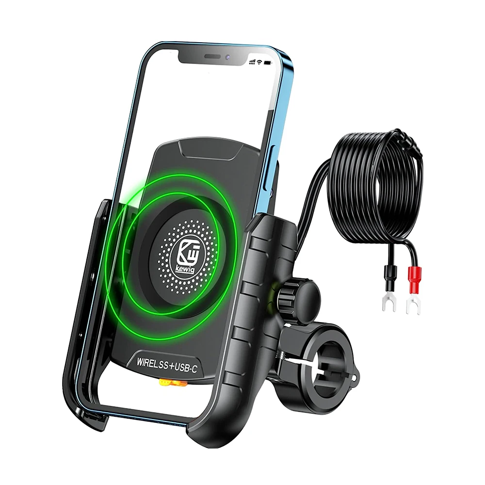 

Motorcycle Phone Mount Wireless Charger USB Waterproof Cell Phone Holder Handlebar Mounting 4"-8" Smartphone Stand