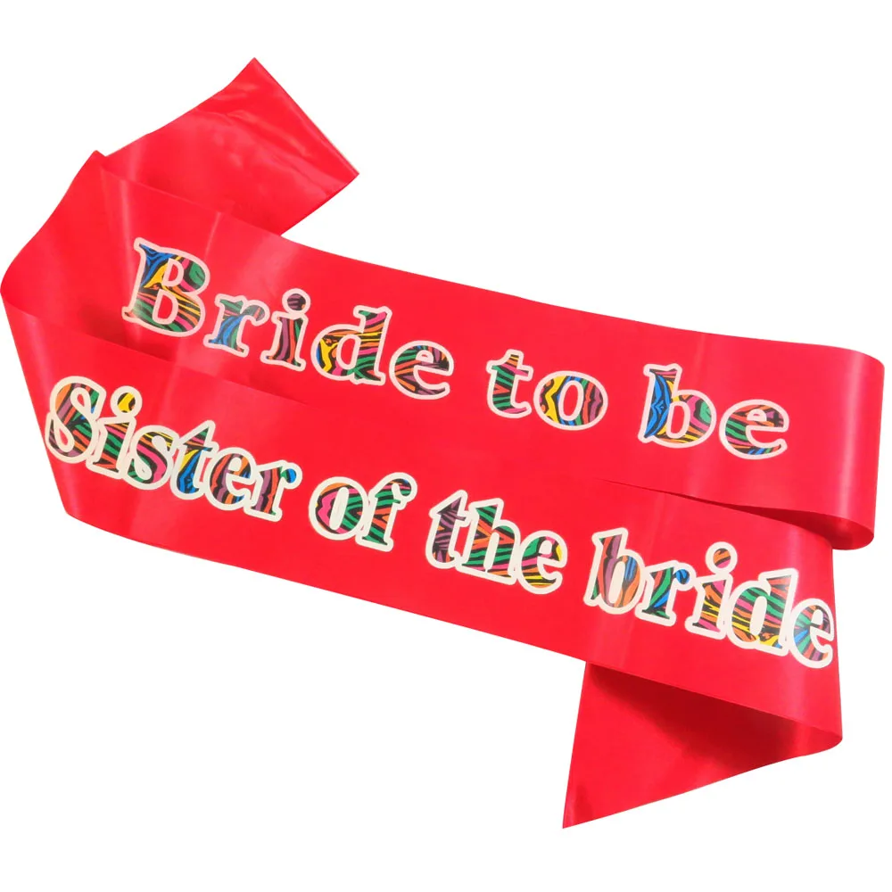 

2022 New design hen party sash Red ribbon Fashion Zebra printing bride to be sister of the bride letters for bachelorette event