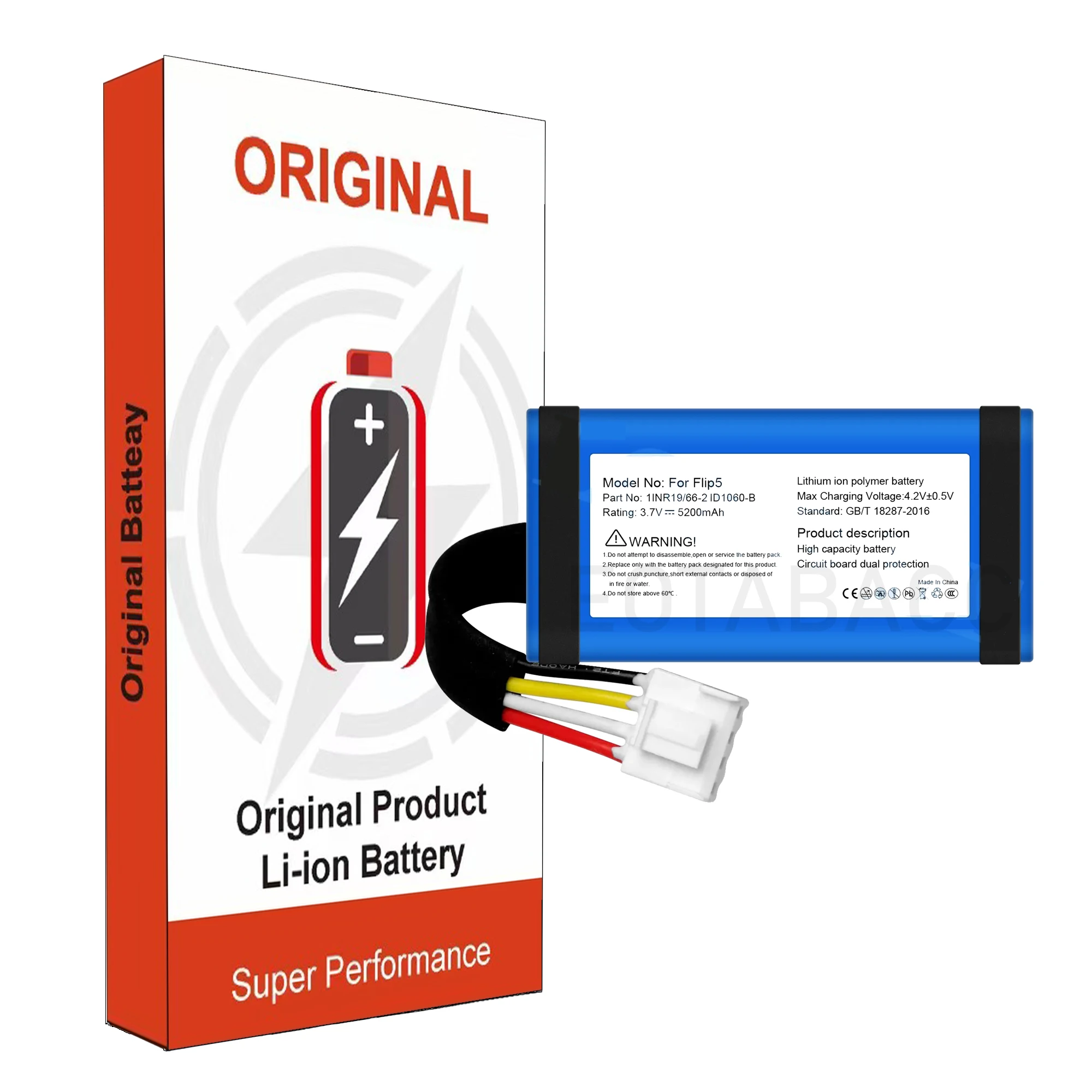 Новый сменный аккумулятор для динамика INR19/66-2 ID1060-B 5200 мАч JBL Flip 5 Flip5 JBLFLIP5 +