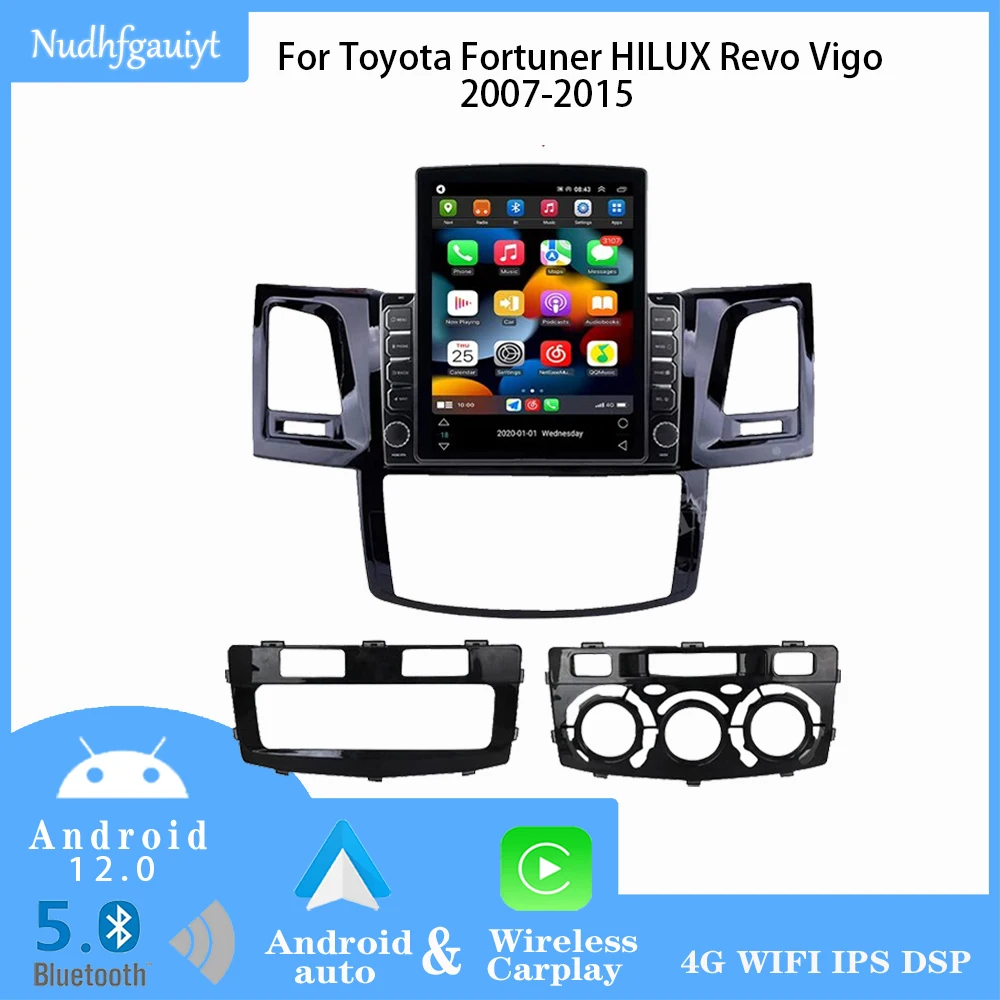 

Car Radio For Toyota Fortuner HILUX Revo Vigo Android 12 Tesla Style Auto Video Player GPS Navi WIFI Built-in wireless Carplay