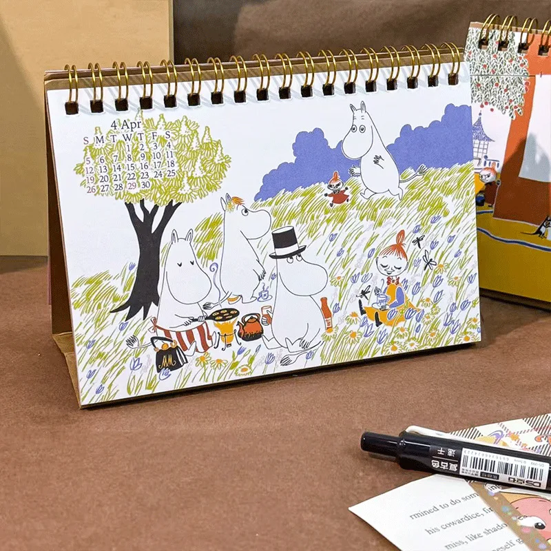 Фото Настольный календарь Kawaii Anime Moomins Series 2026 с мультяшными персонажами, креативный дизайн, для мужчин и женщин, для работы/учебы №3