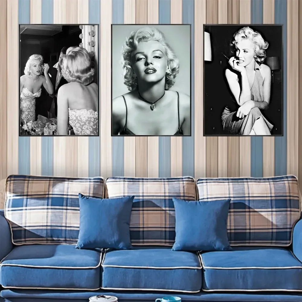 Черно-белая портретная звезда M-Marylin Monro Artwork на холсте настенное украшение HD
