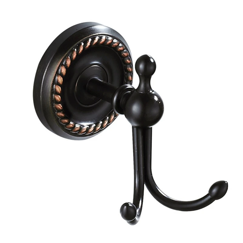 

Black Bronze Towel Hook, Antique Robe Hook Brass Coat Double Hanger For Bathroom