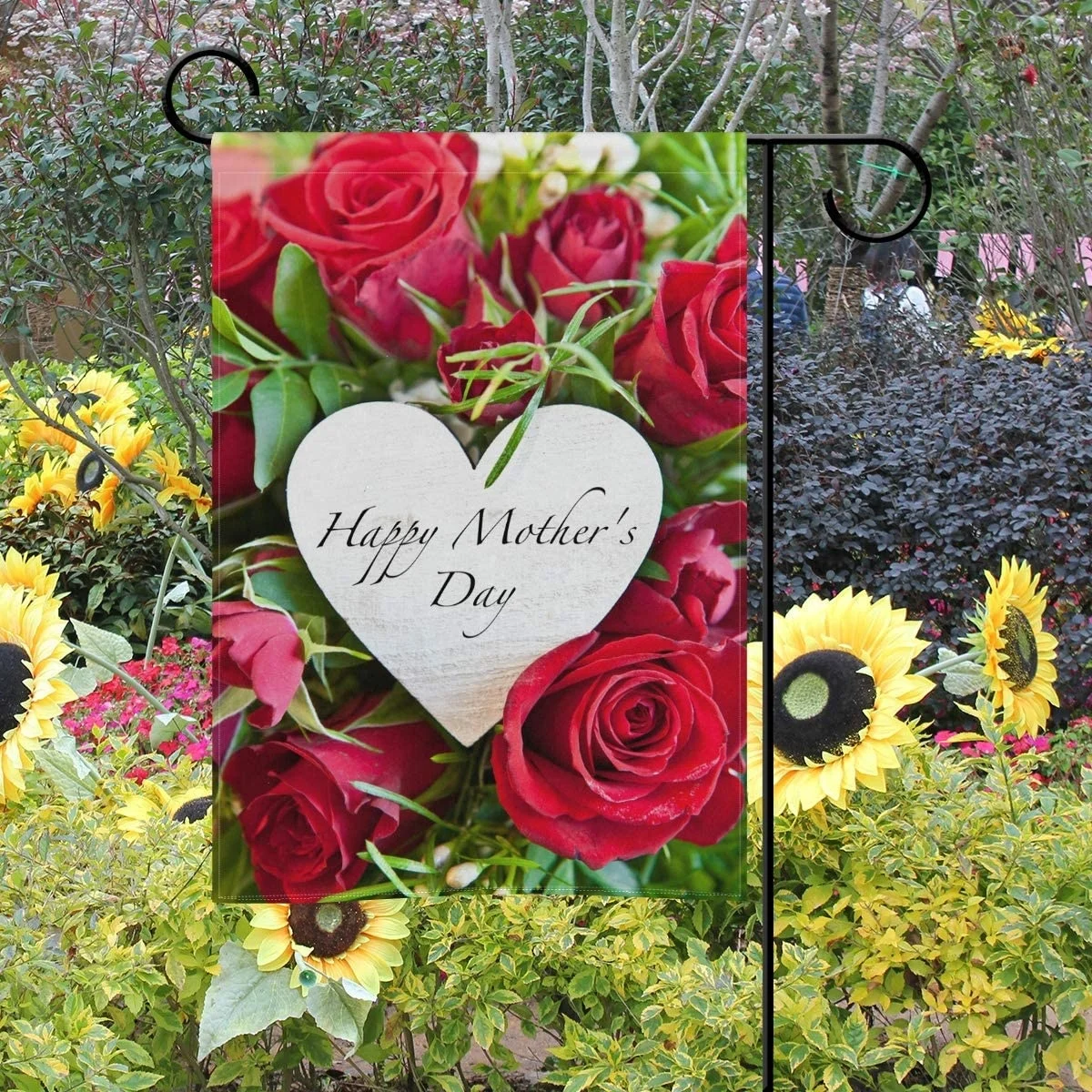 

Red Rose For Mother'S Day Garden Yard Flag Banner House Home Decor 12 X 18 Inch