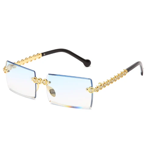 Женские прямоугольные солнцезащитные очки без оправы с цветными линзами, цвет в ассортименте