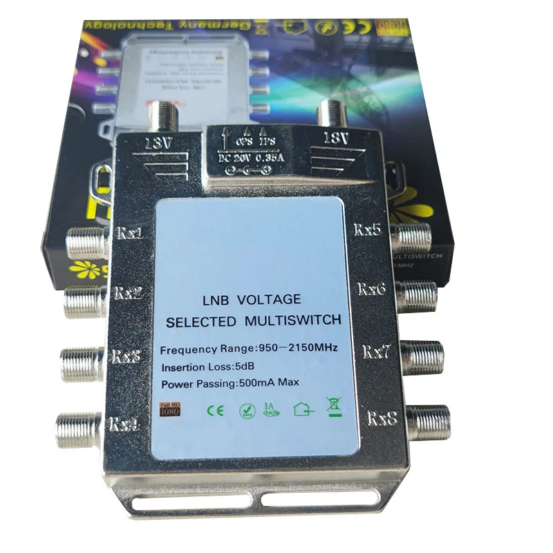 

2 in 8 Out Diseqc Switch HD Satellite Signal LNB Receiver Multiswitch Zinc Die-cast Chrome Treated Flat LNB for TV Receiver
