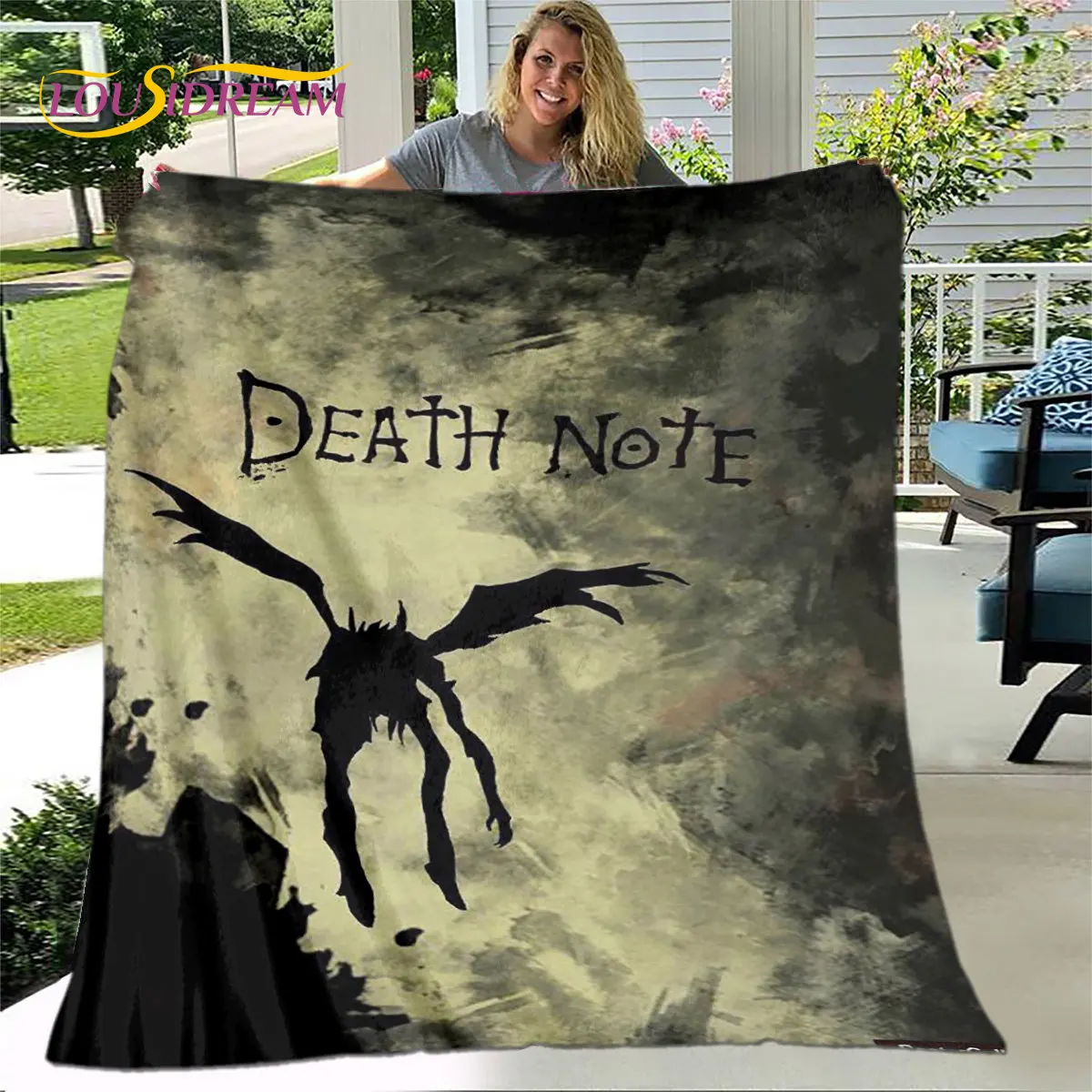 

Anime Death Note Horror Cartoon Blanket,Flannel Blanket Throw Blanket,Soft Warm Blanket for Living Room Bedroom Beds Sofa Gift