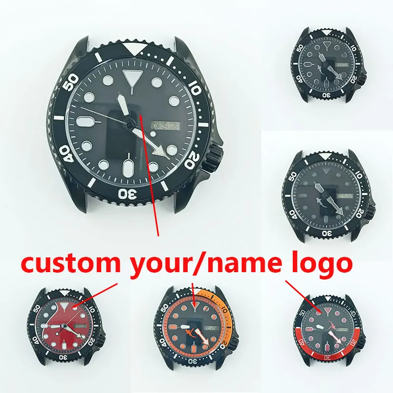 

41mm All Black Case Frosted black Case Sapphire flat glass watch Skx007 Case NH35 can be customized logo dial nh36 movement