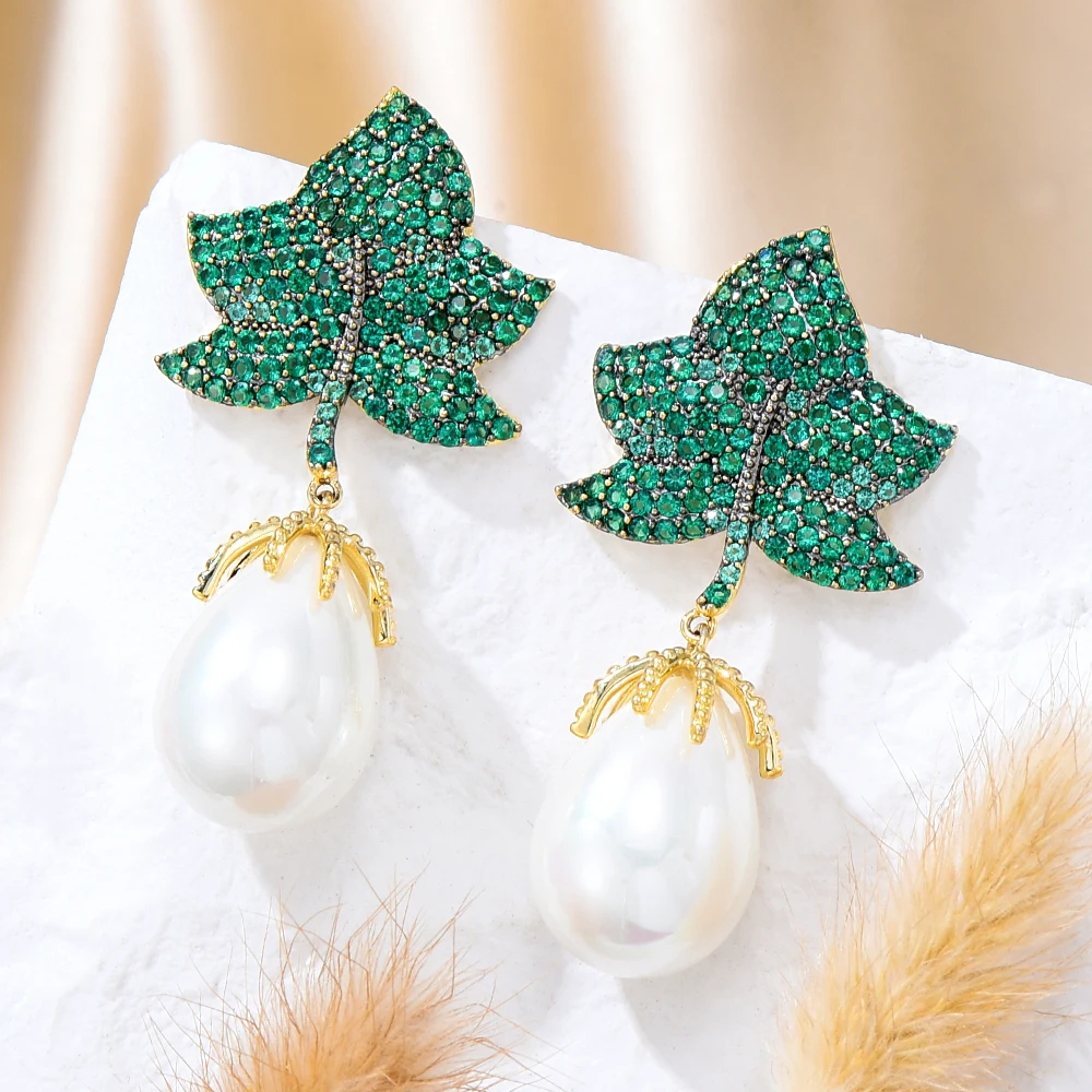 

Женские серьги-гвоздики GODKI с Кленовым листом, жемчужные серьги-гвоздики с цветком, новинка 2022, модные серьги с карамельными ушами, Femme Brinco, о...