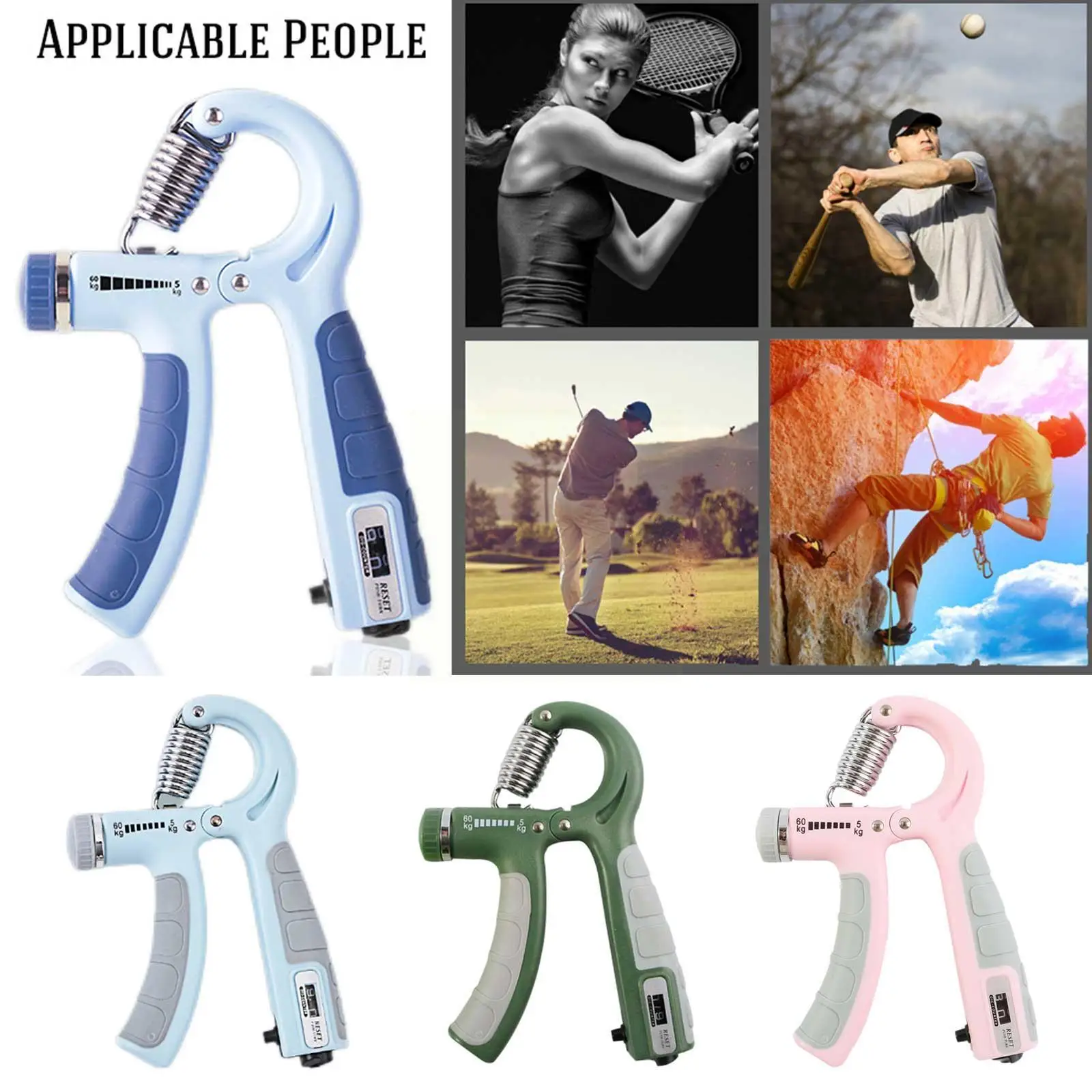 

5-60kg Adjustable Grip Trainer Heavy Gripper Fitness Exercises Counting Grip Strength Grip Increase Training Arm Exerciser S7x7